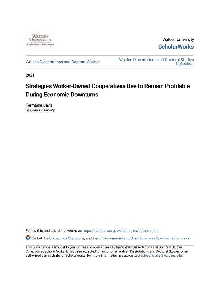 Worker-Owned Cooperatives - Remaining Profitable During Economic Downturns