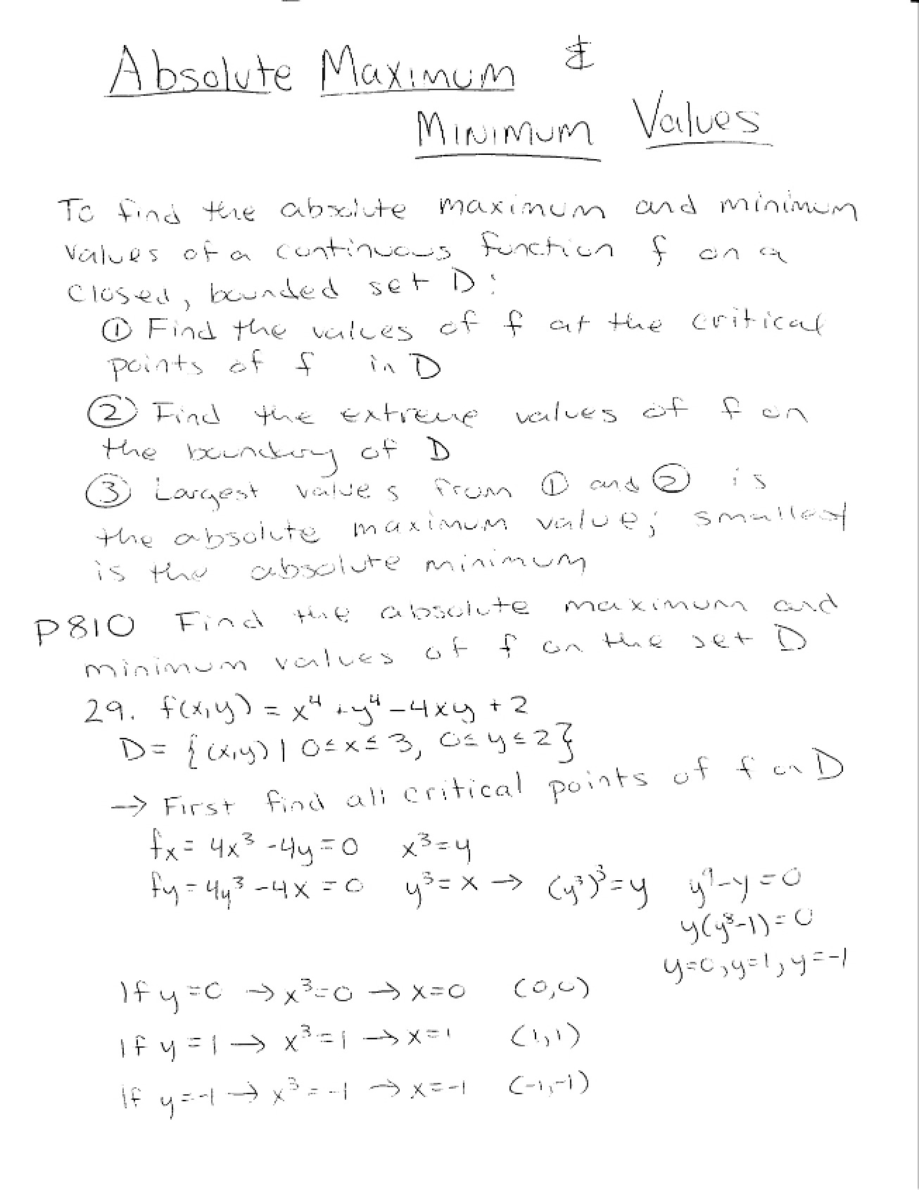 Absolute Minimums and Maximums
