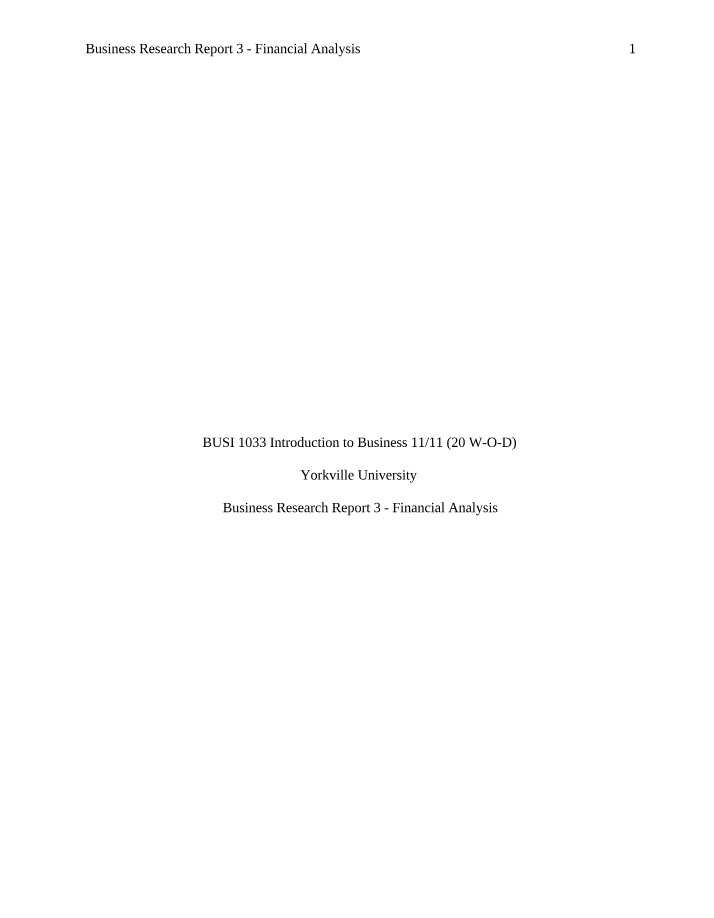 Financial Analysis - Business Research Report 3