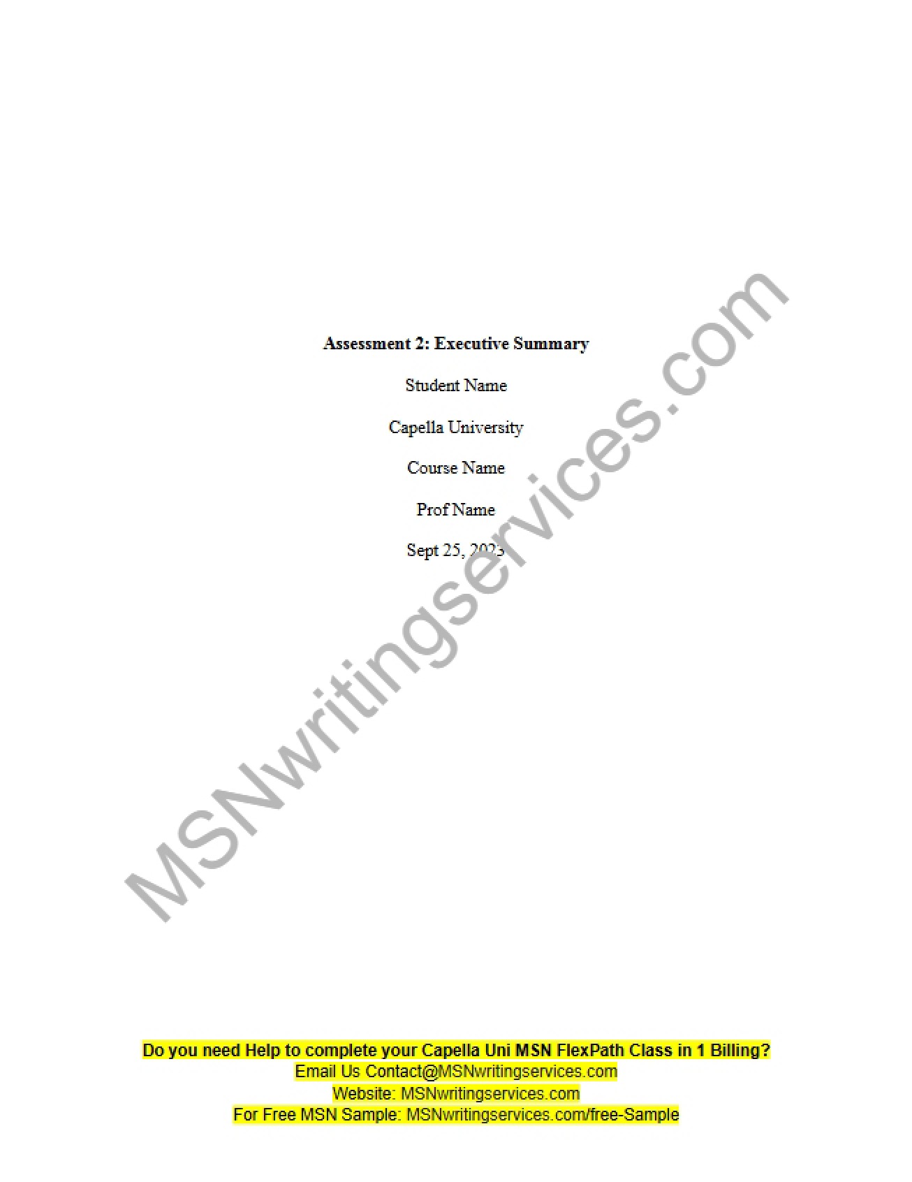 Assessment 2 Creating an Executive Summary