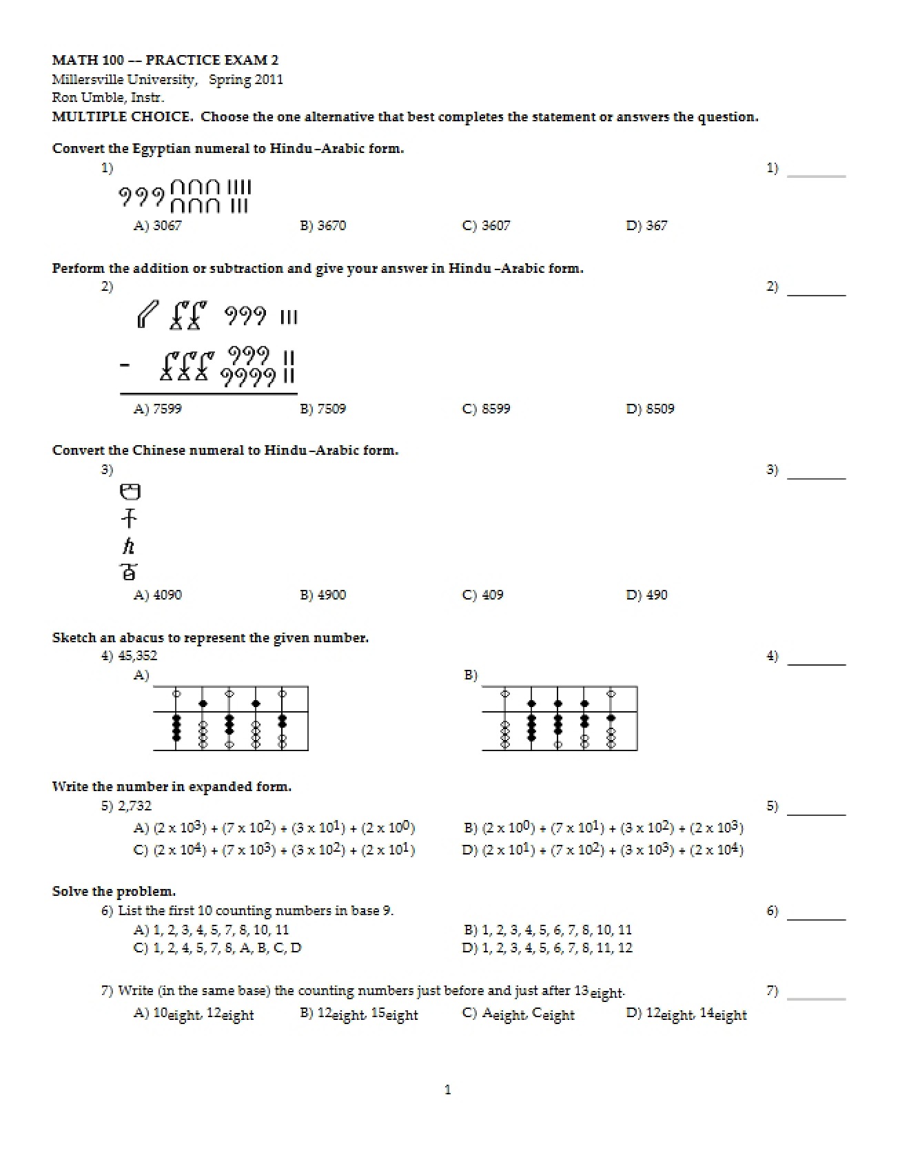 Survey of Math Review