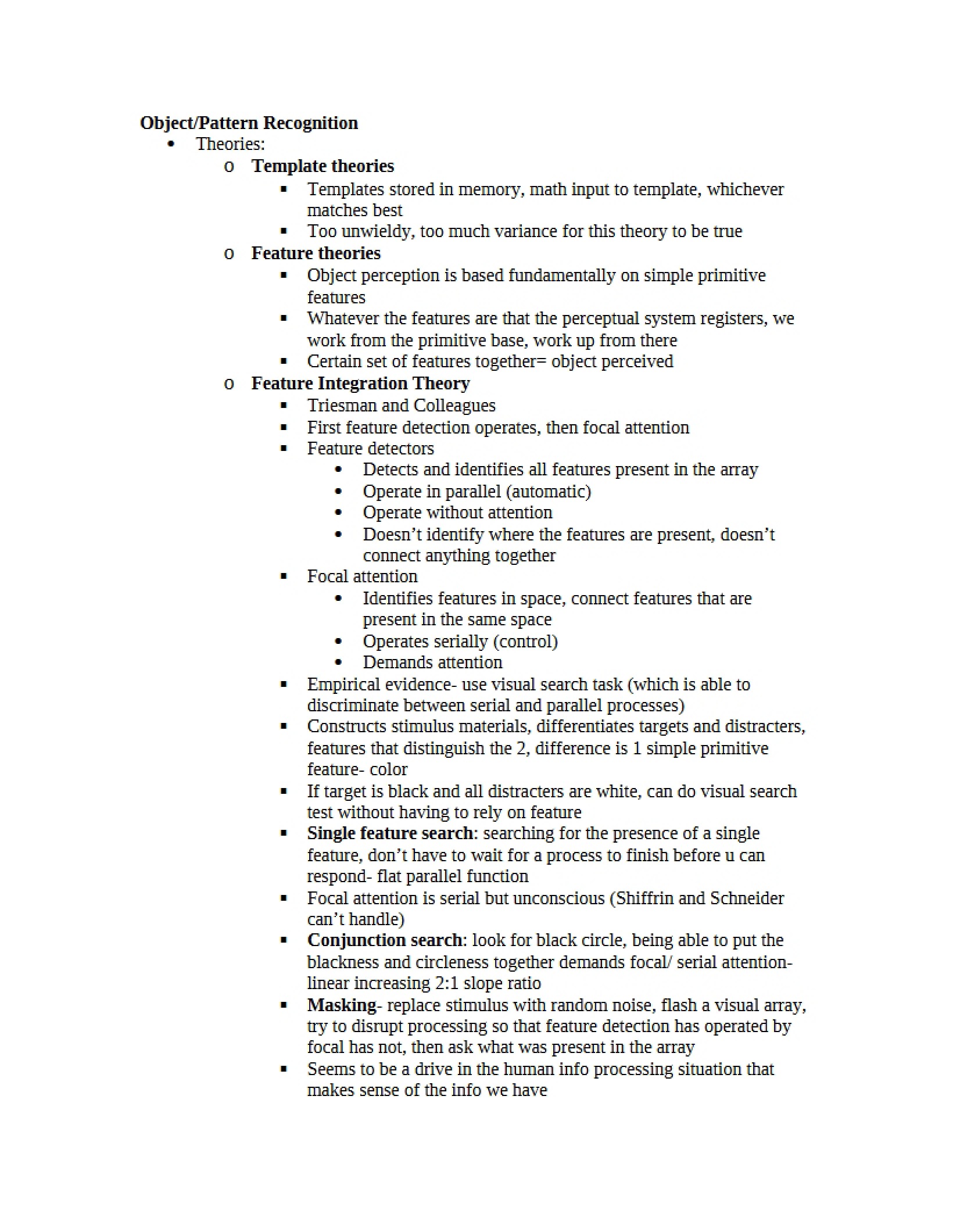Memory and Cognition Lecture Notes