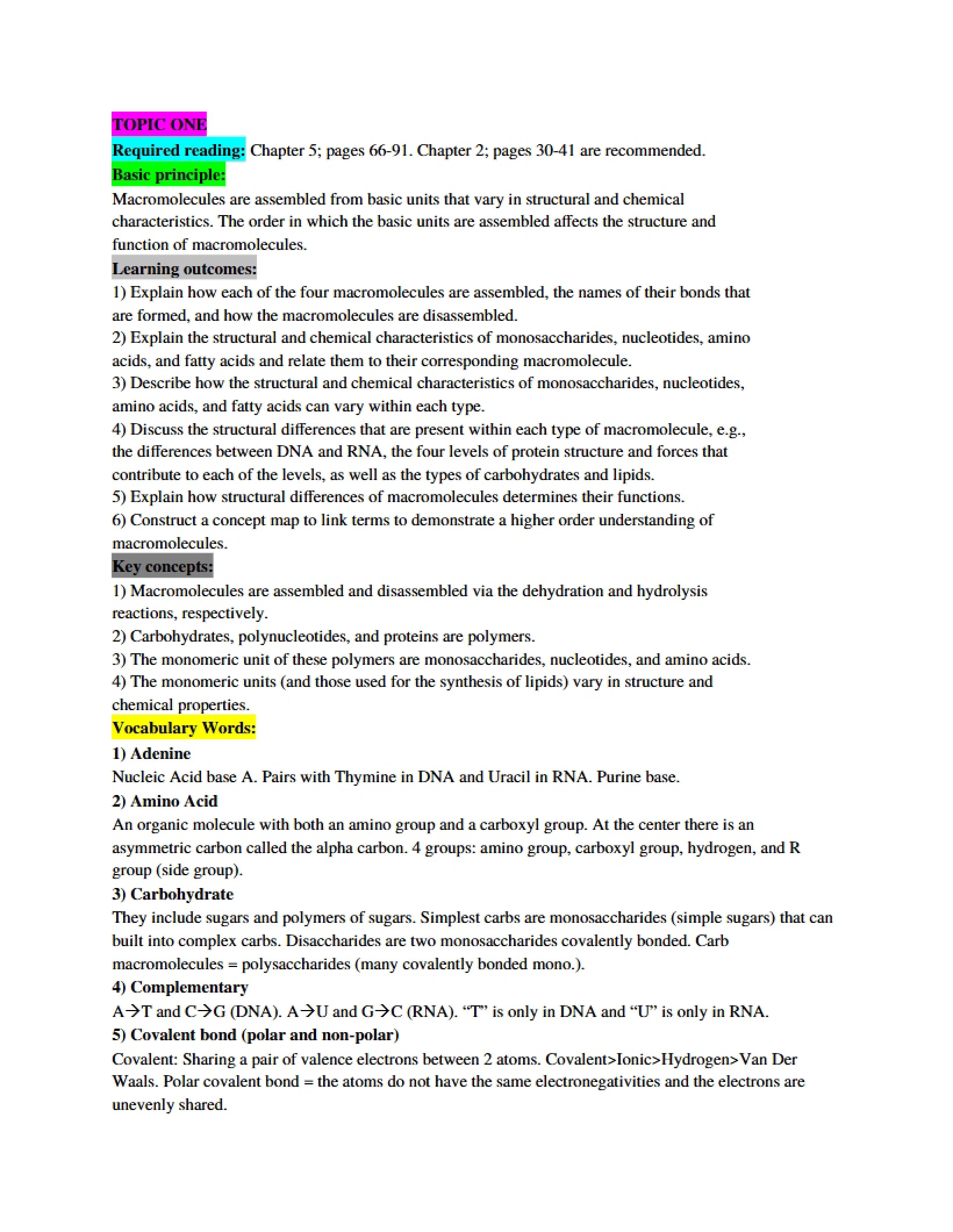 Biological Macromolecules - 20 Pages