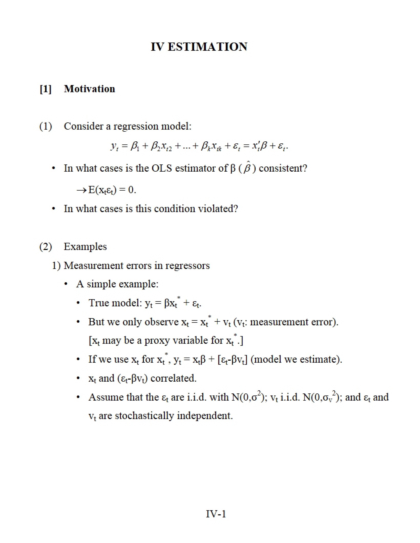 Econometrics Estimation
