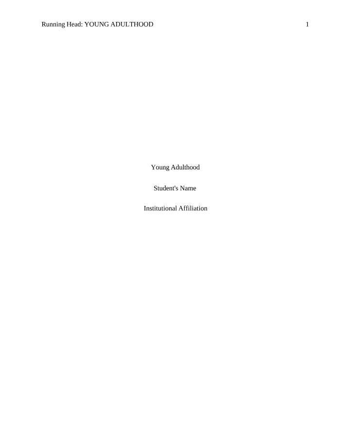 Notes on Young Adulthood