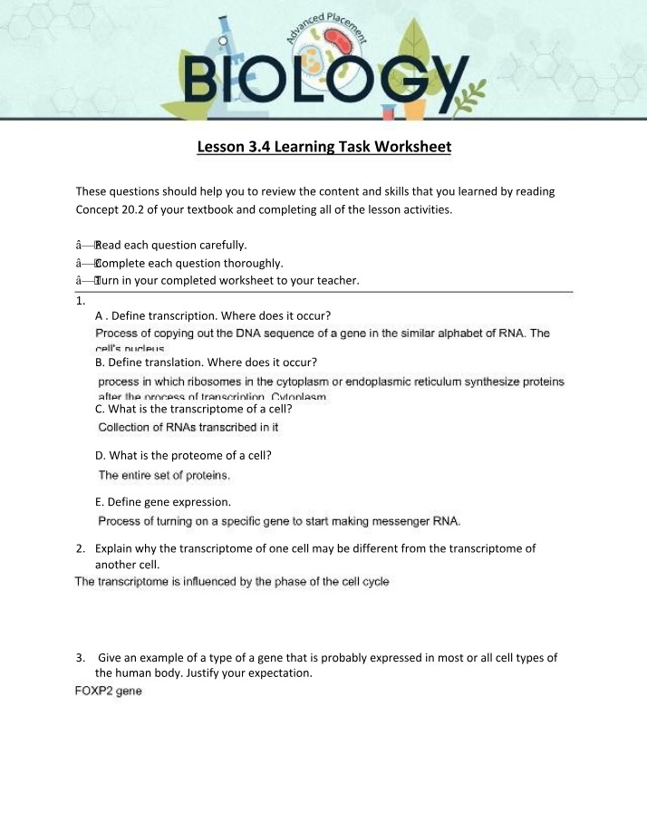 Key Concepts in Gene Expression and Transcriptomes