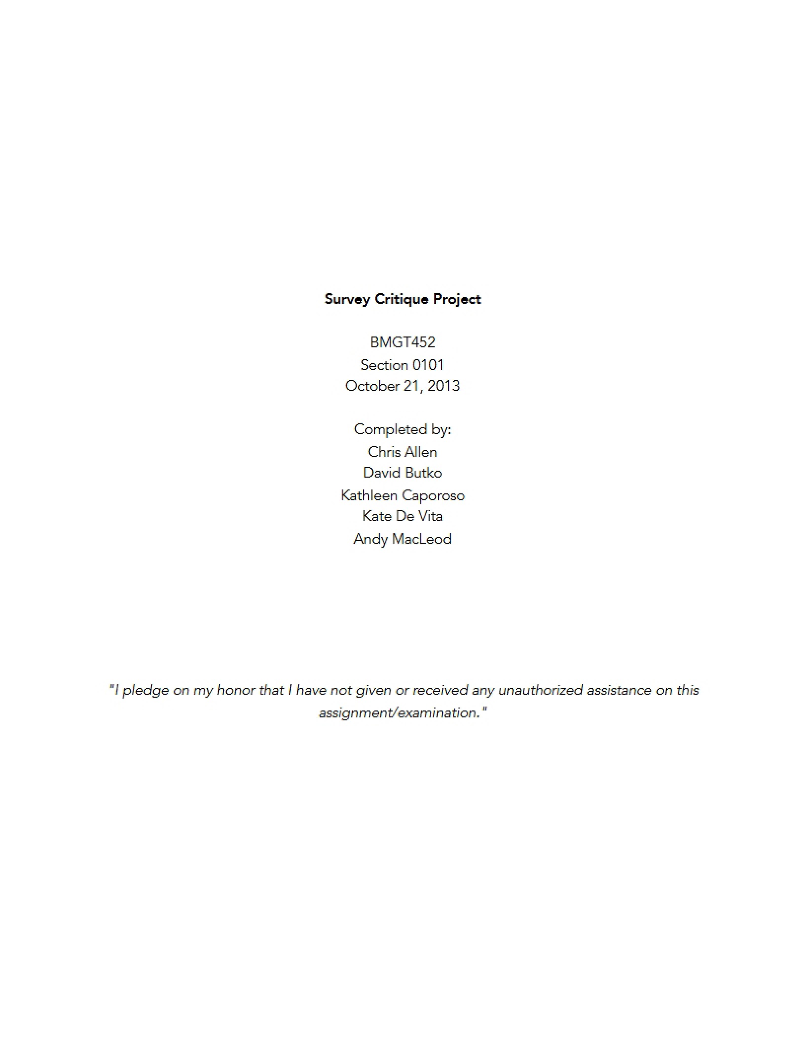 Project Survey Critique