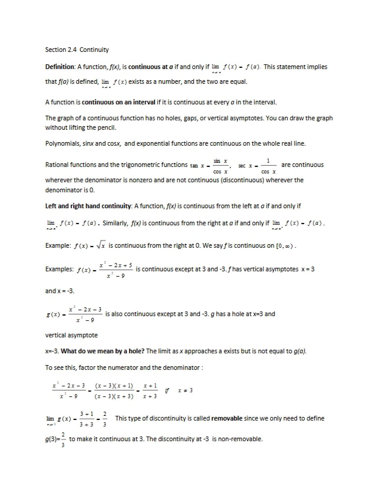 Concepts of Continuity