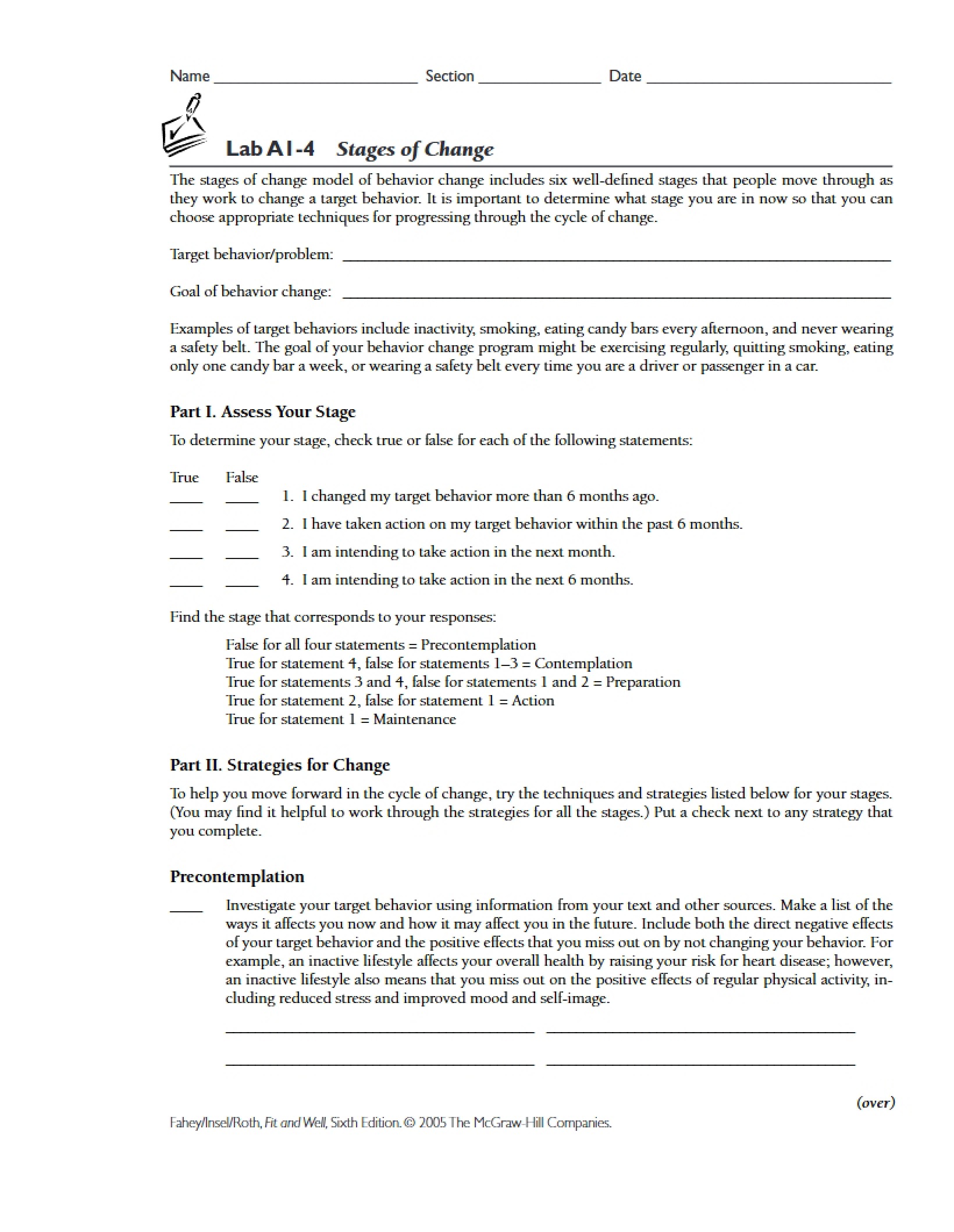 Stages of Change Lab A1-4