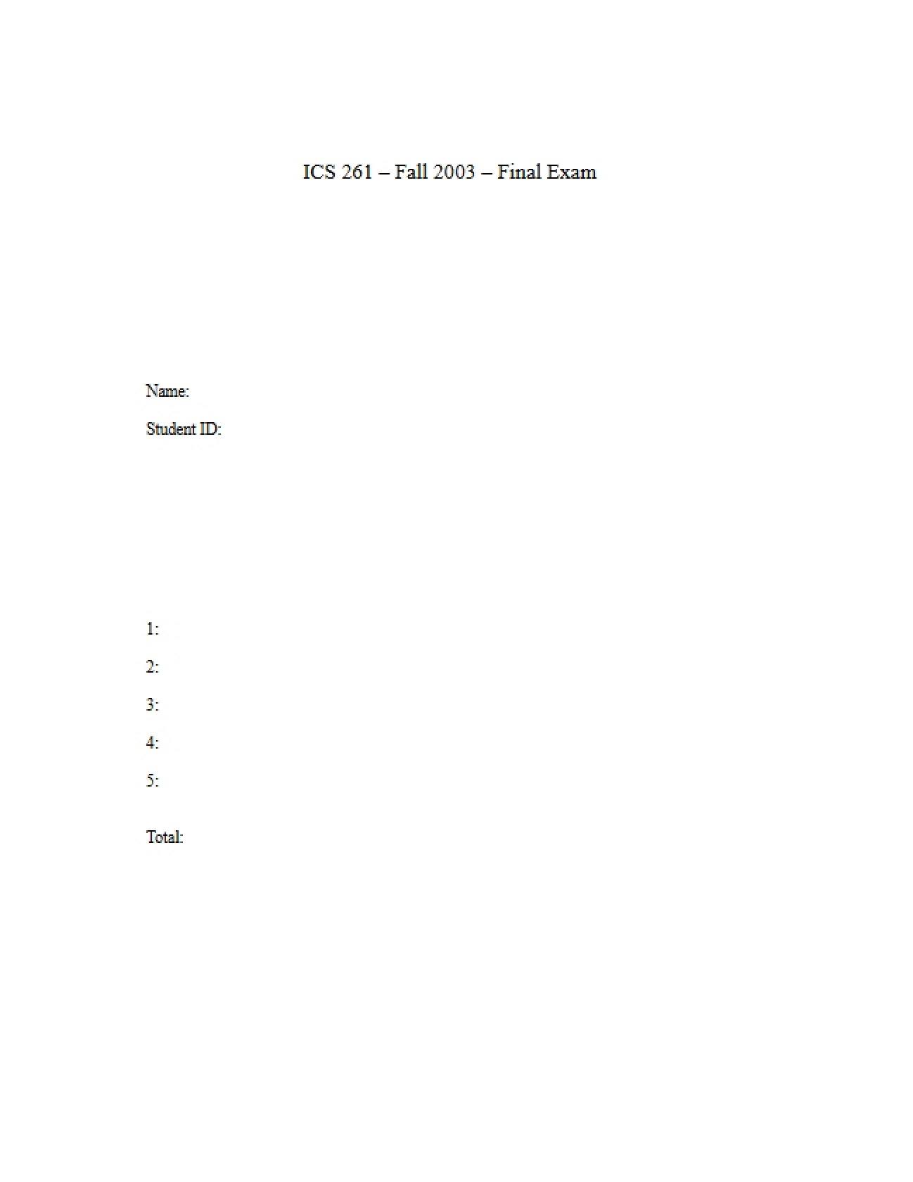 Examination for Finals