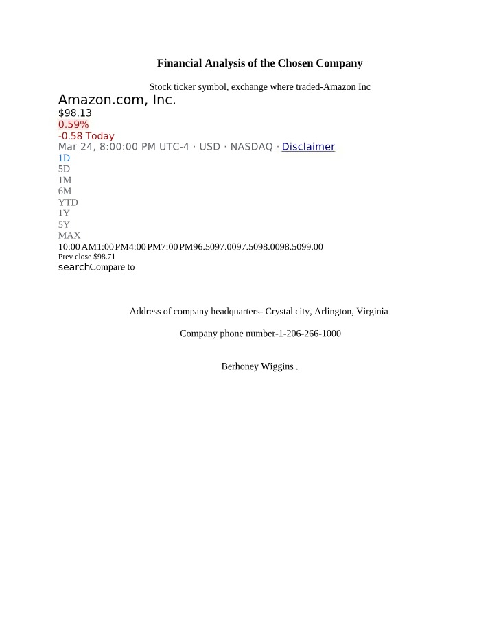 Financial Analysis of a Chosen Company