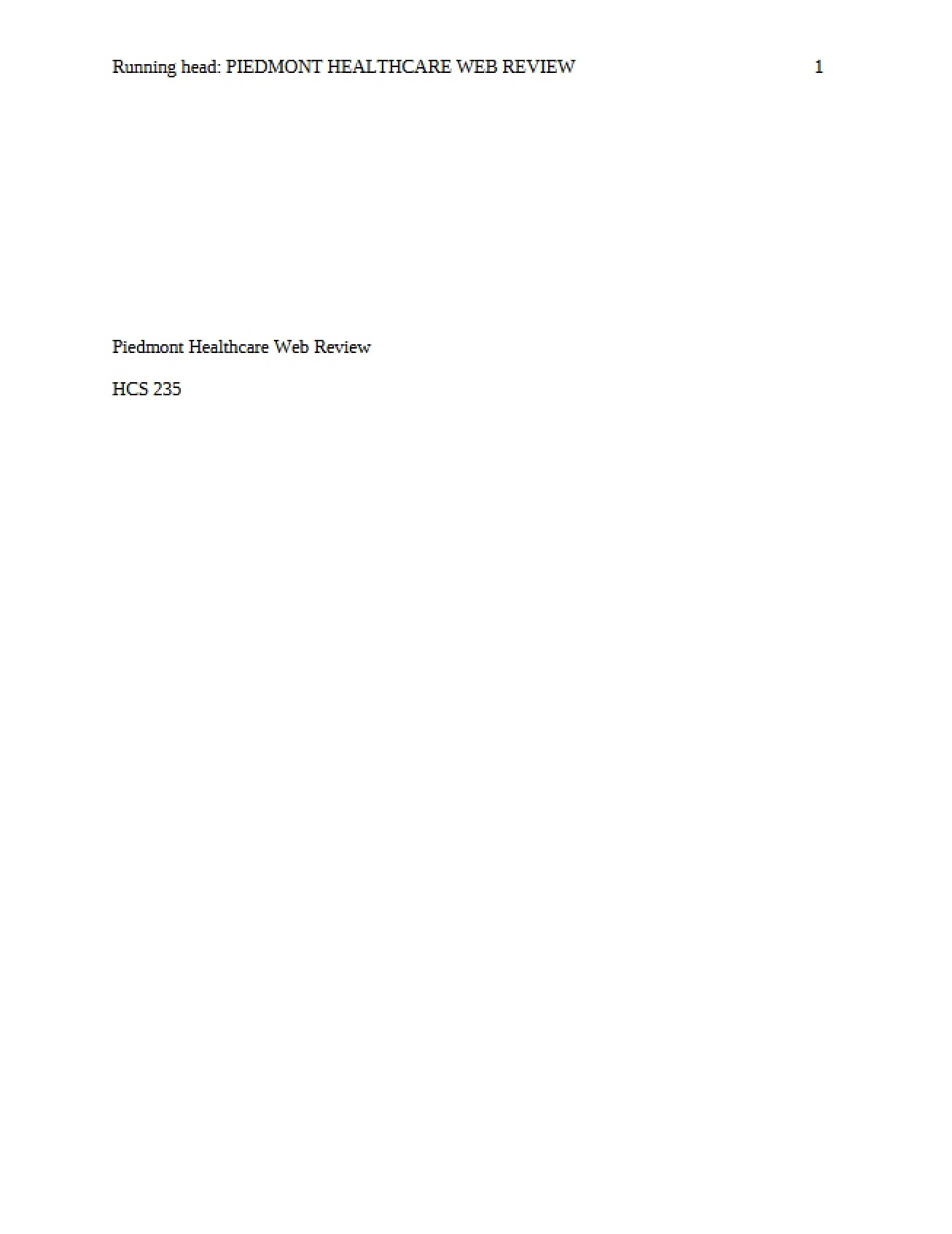 Piedmont Healthcare Website Review