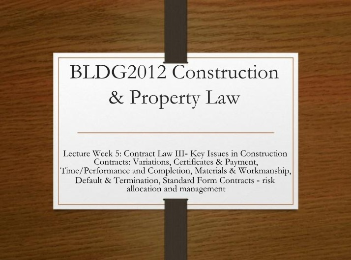 Contract Law IV - Week 5 Lecture
