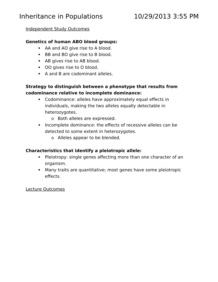 Evolutionary Biology Notes
