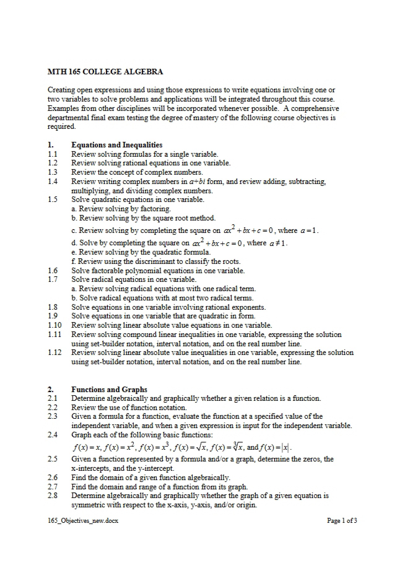 Algebra for College