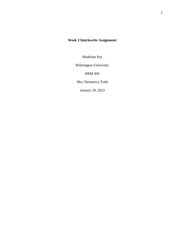 Quickwrite Assignment - Week 3