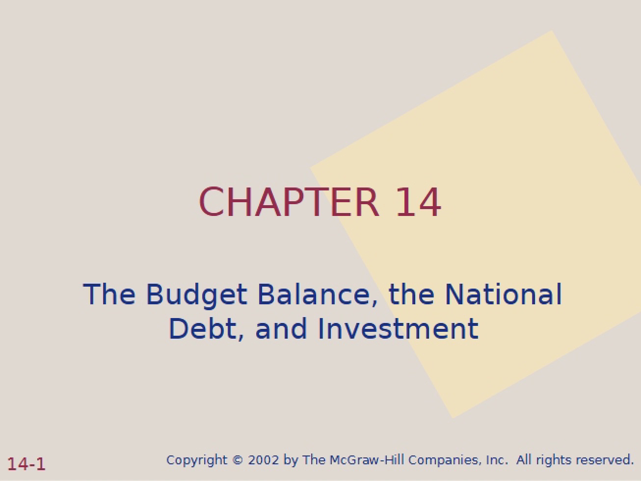 Macroeconomic Theory Chapter Fourteen