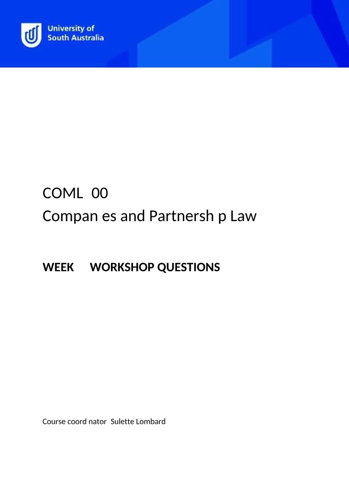Workshop Questions - Week 3