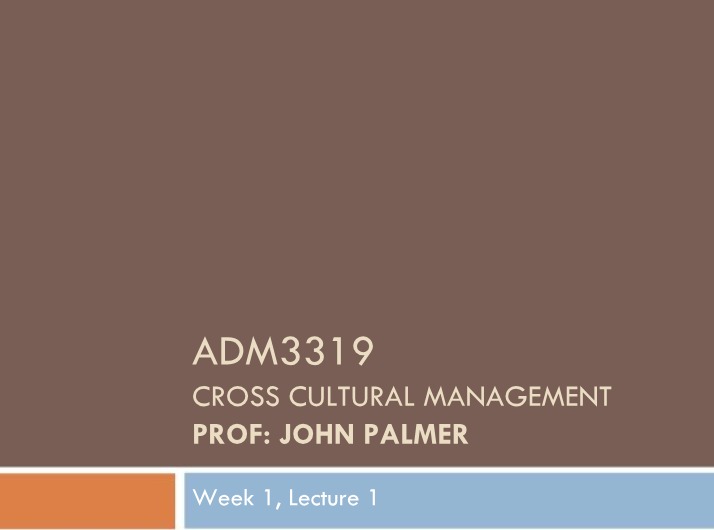 Cross-Cultural Management - Course Overview and Learning Outcomes