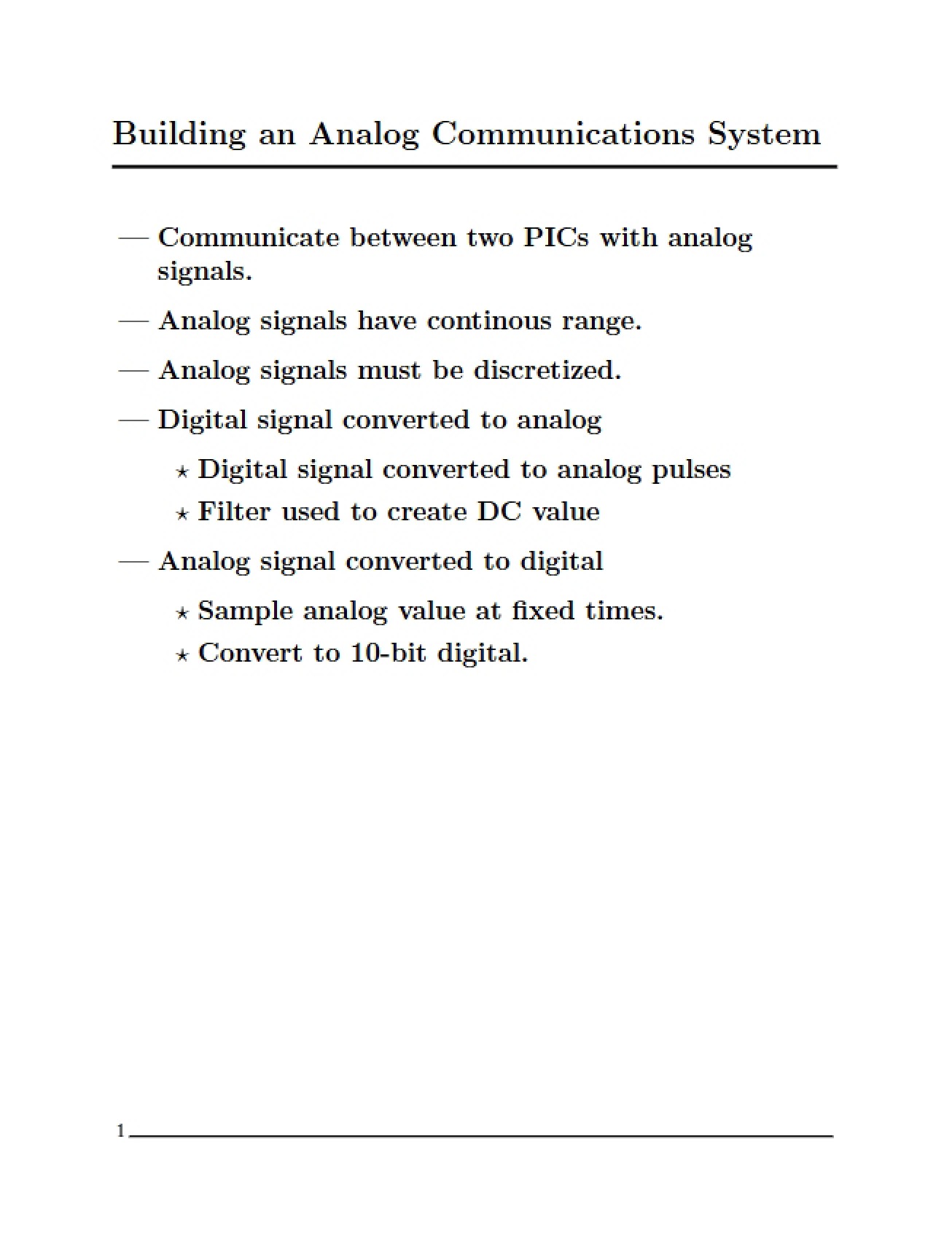 Analog Communications System Construction