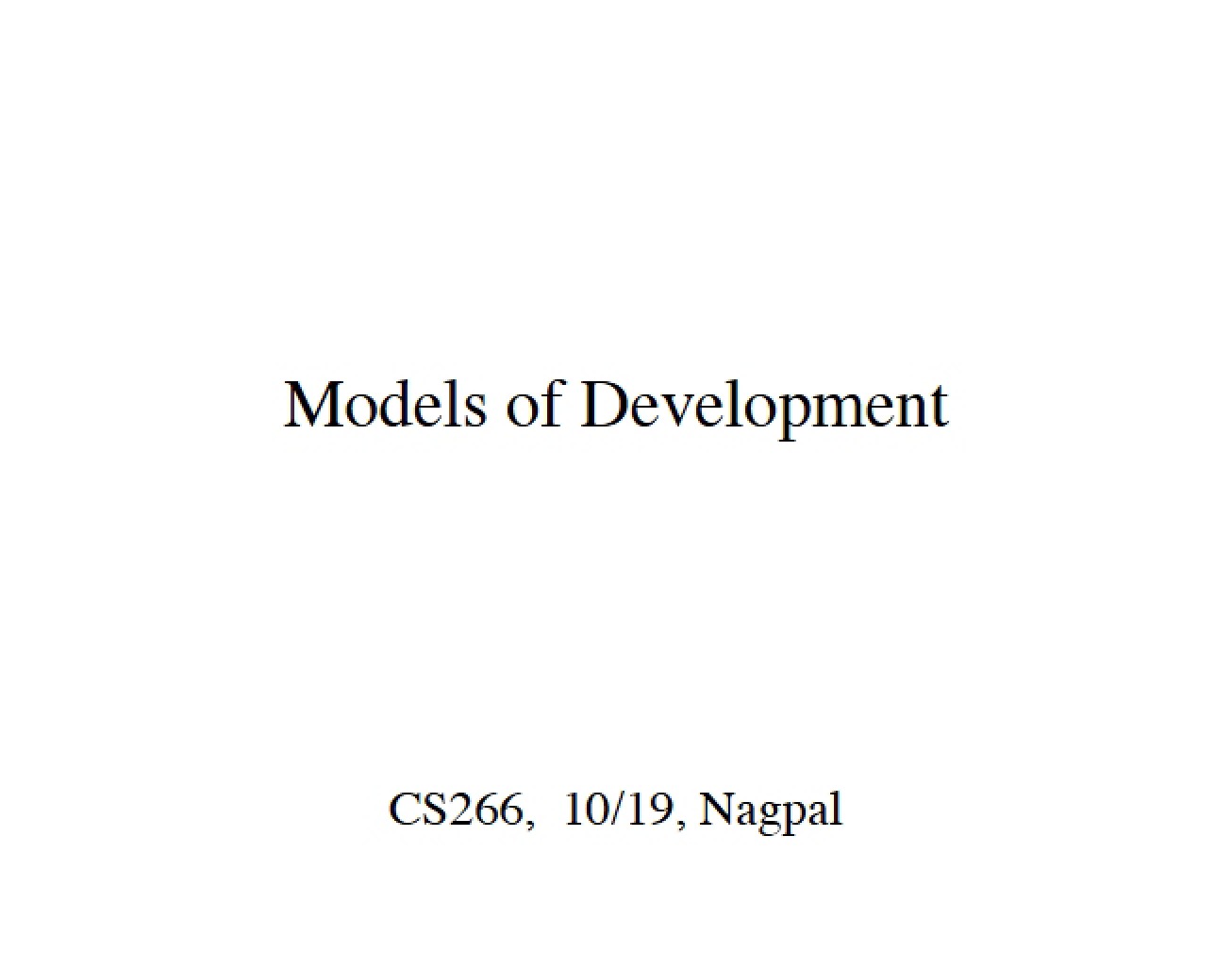 Overview of Developmental Models