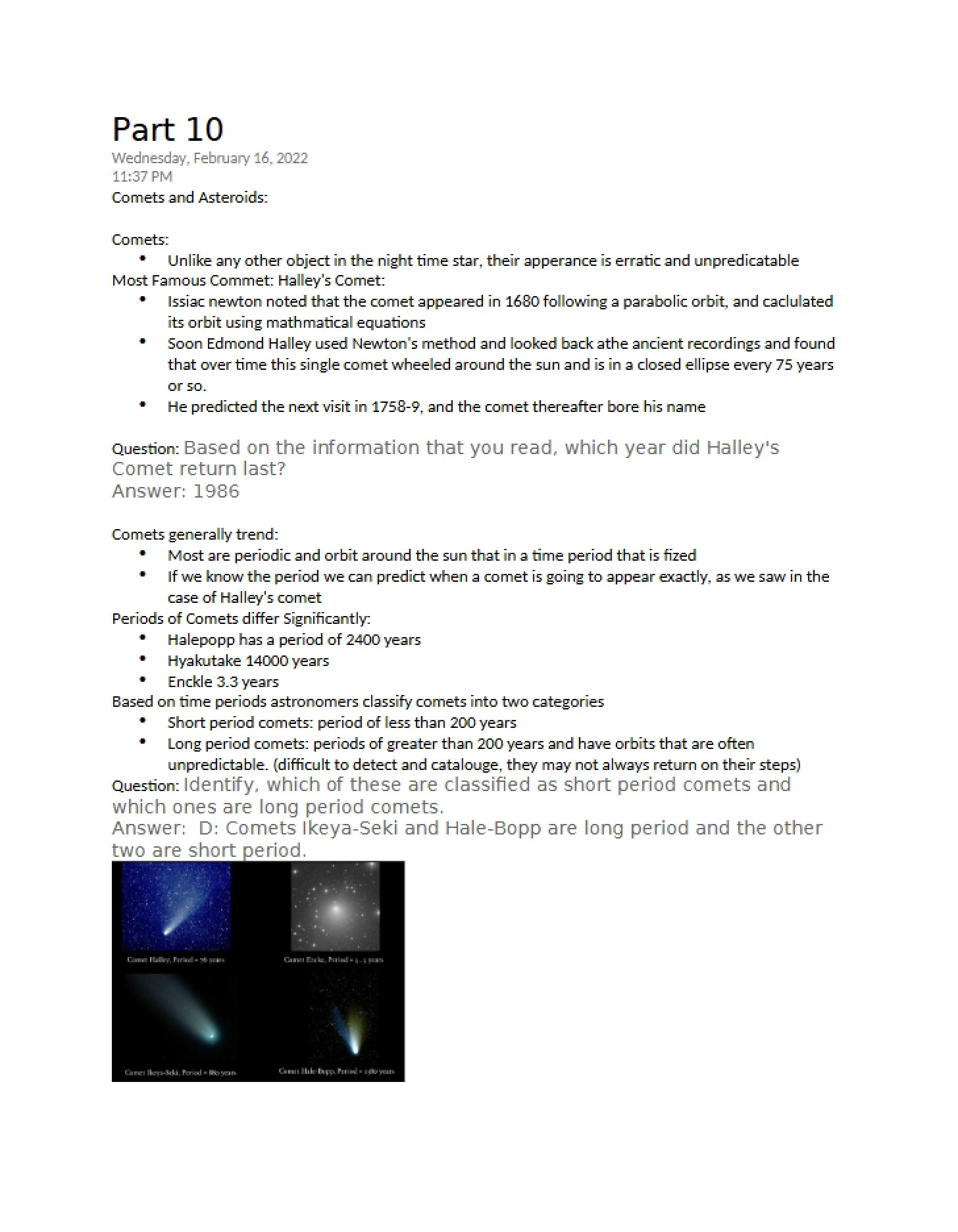 Asteroids and Comets