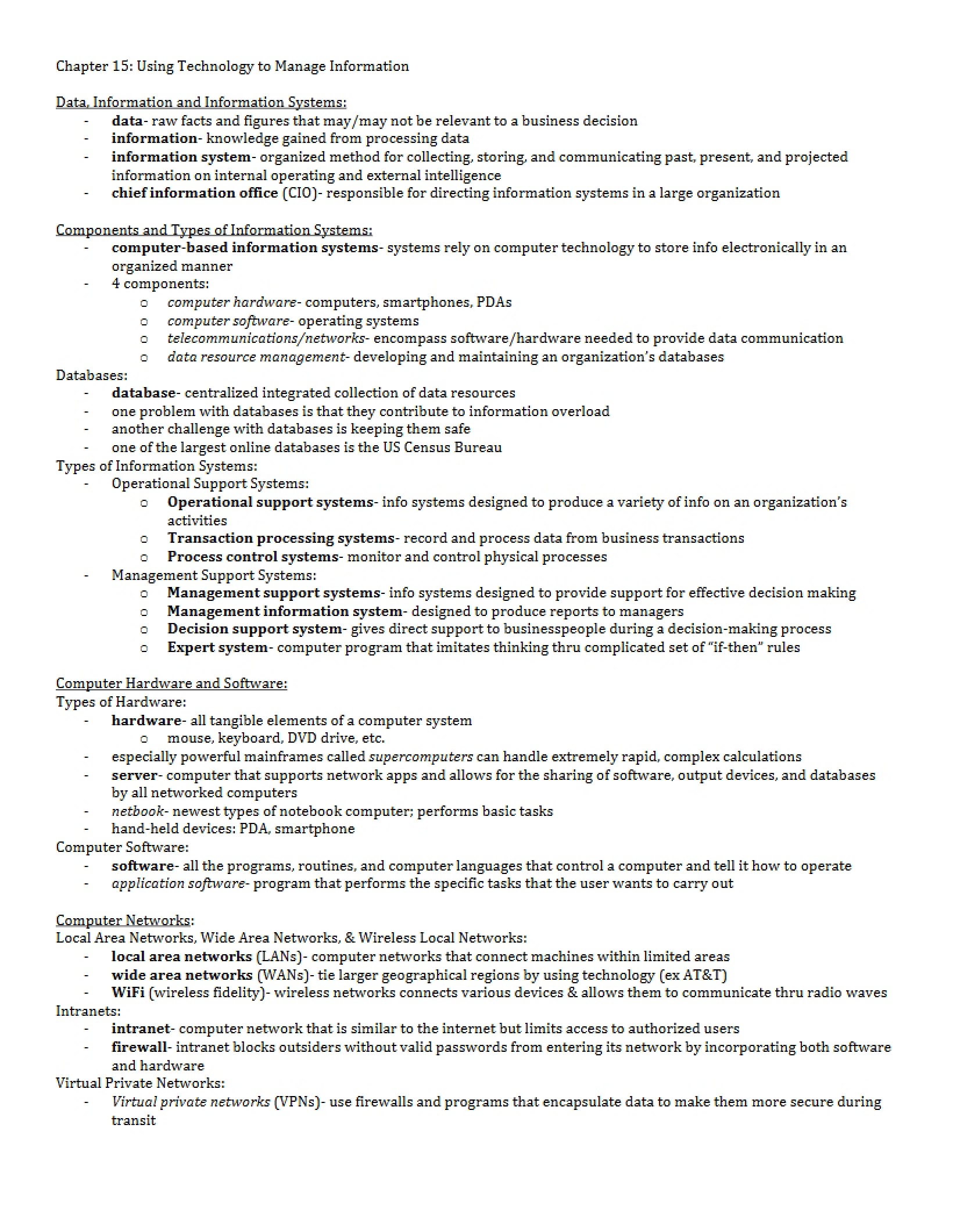 Information Management Technology Chapter Fifteen