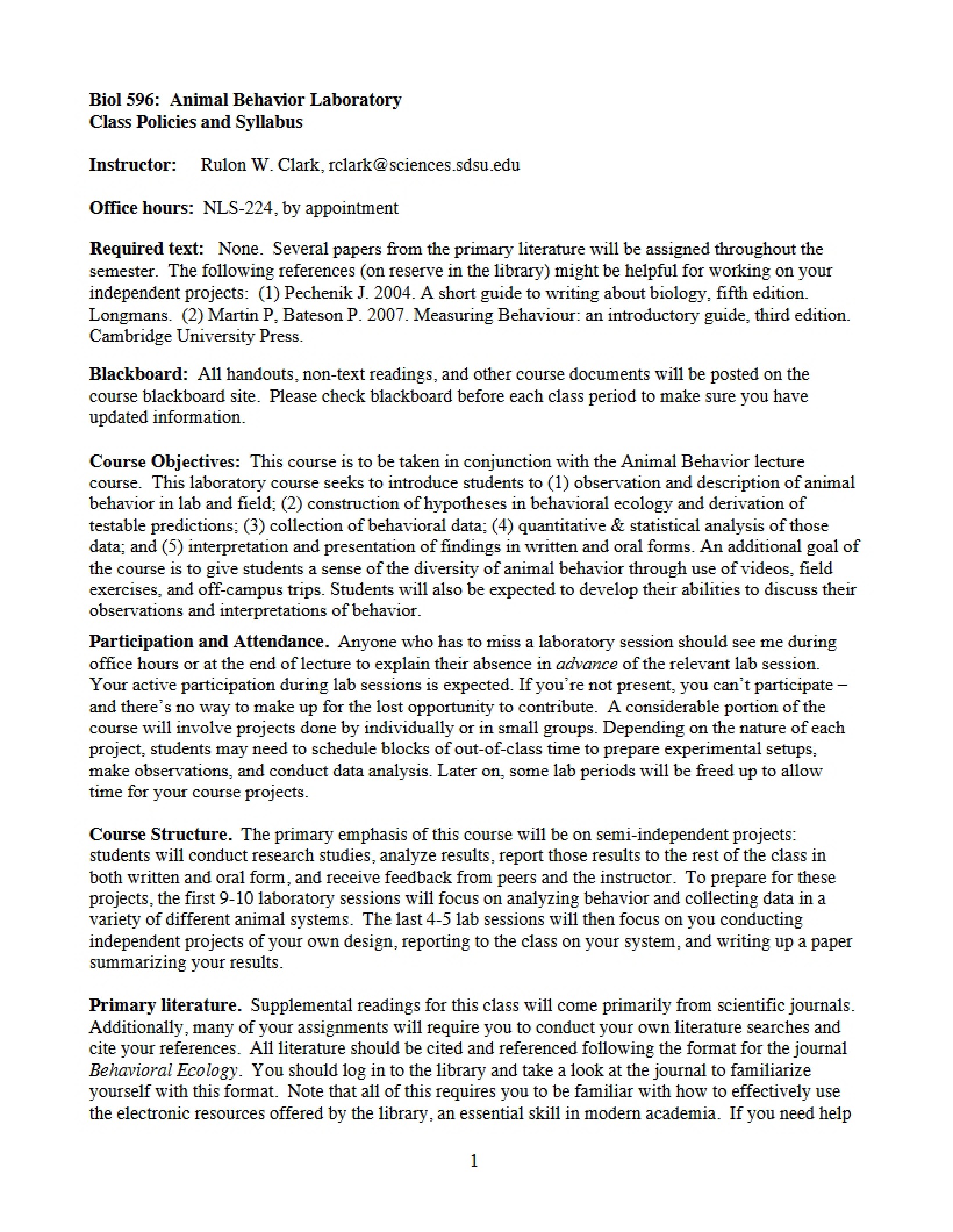 Ecological Metagenomics Course Syllabus