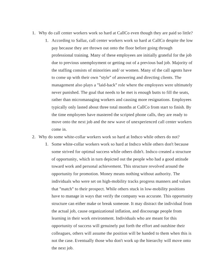 Reading Questions for Week 12 - SOC 101