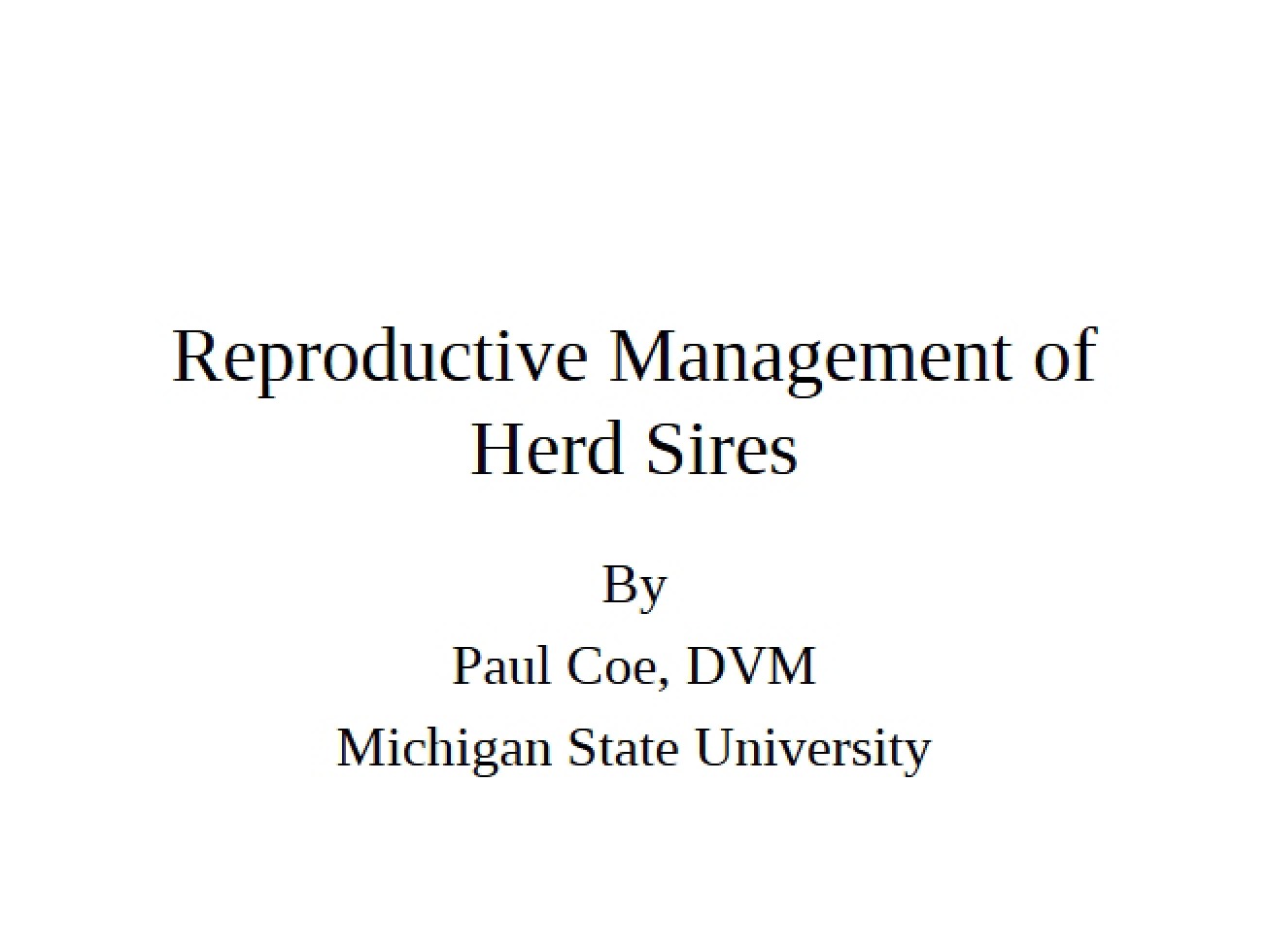 Bull Reproductive Management