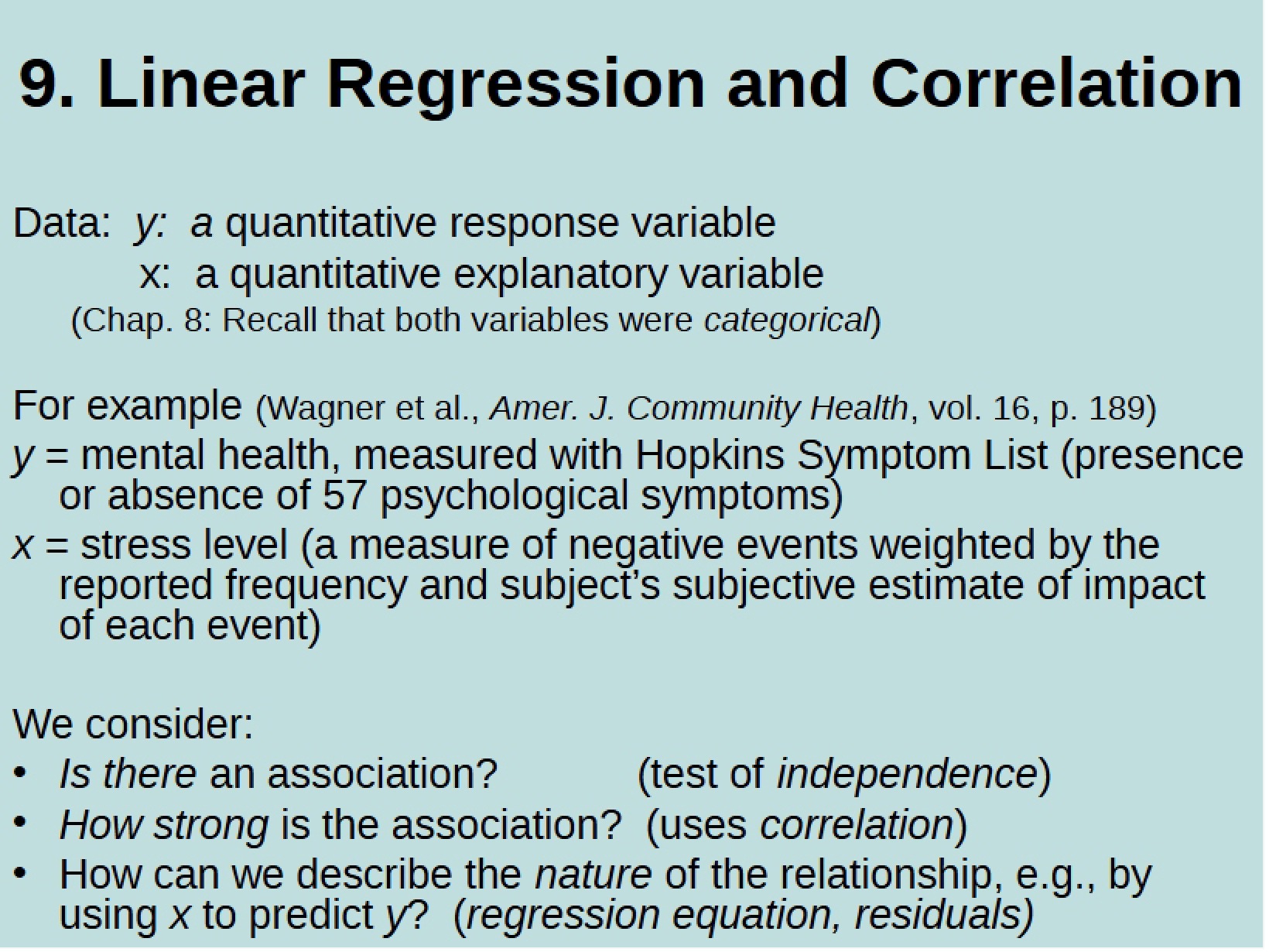 Linear Correlation and Regression