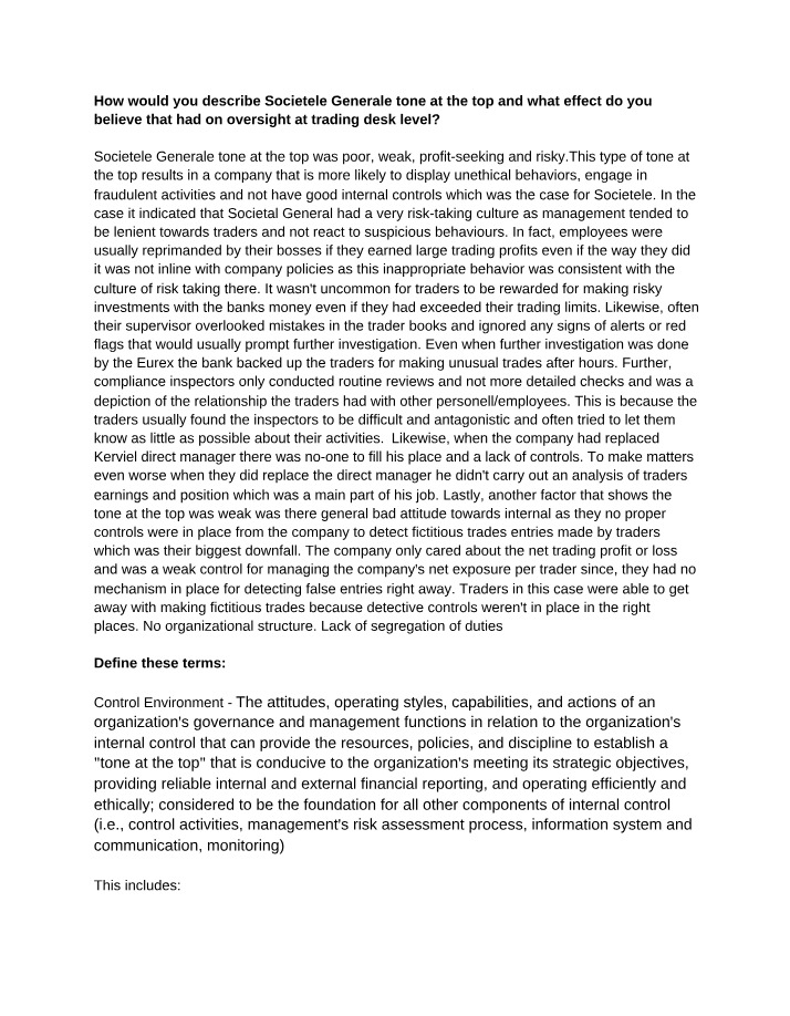 Societele Generale Trading Impact Analysis