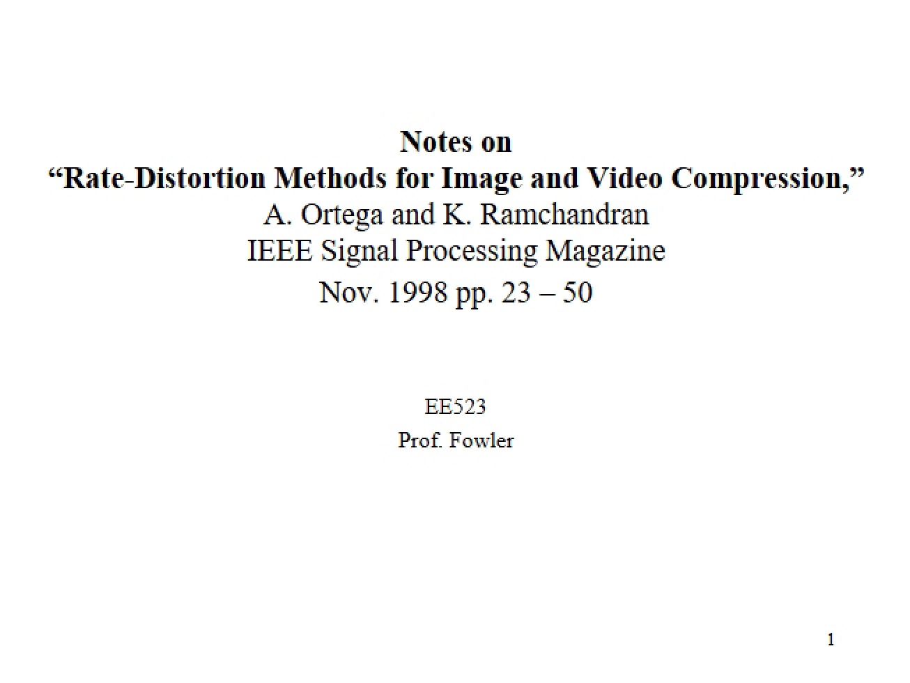 Notes on the Methods of Rate-Distortion
