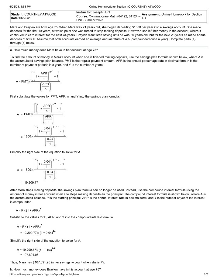 Section 4C Courtney Atwood Online Homework