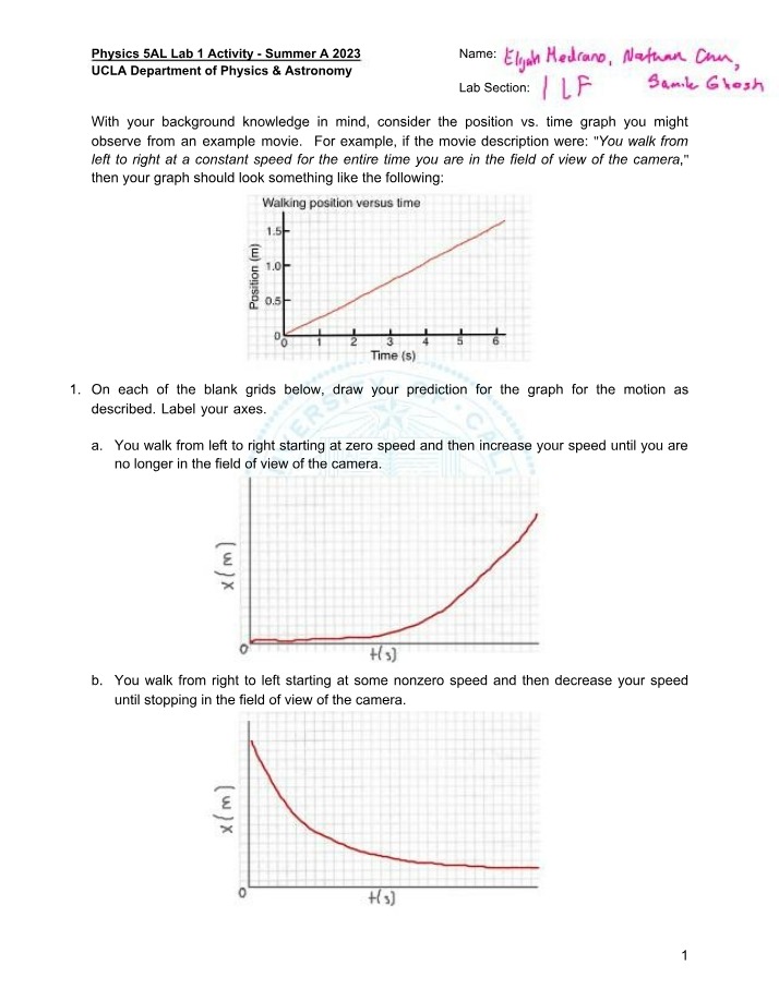 Lab 1 Activity for Physics 5AL
