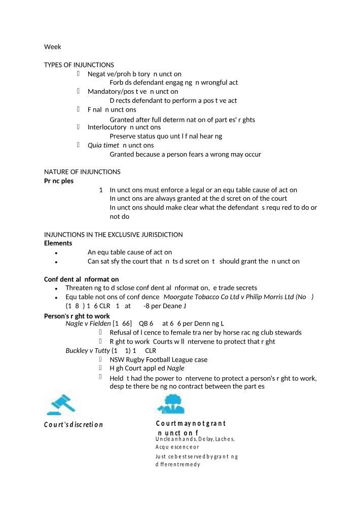 Injunctions Notes - Week 9