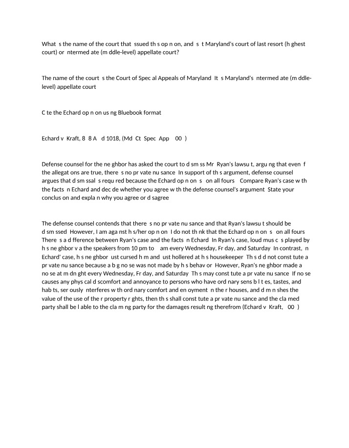 The Court of Special Appeals of Maryland