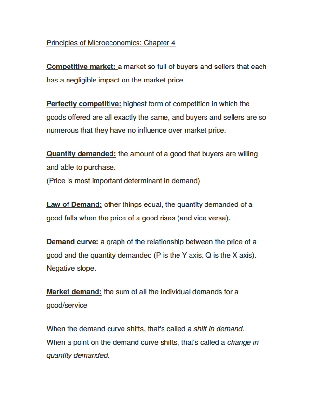 Market Forces of Supply and Demand (Chapter 4)