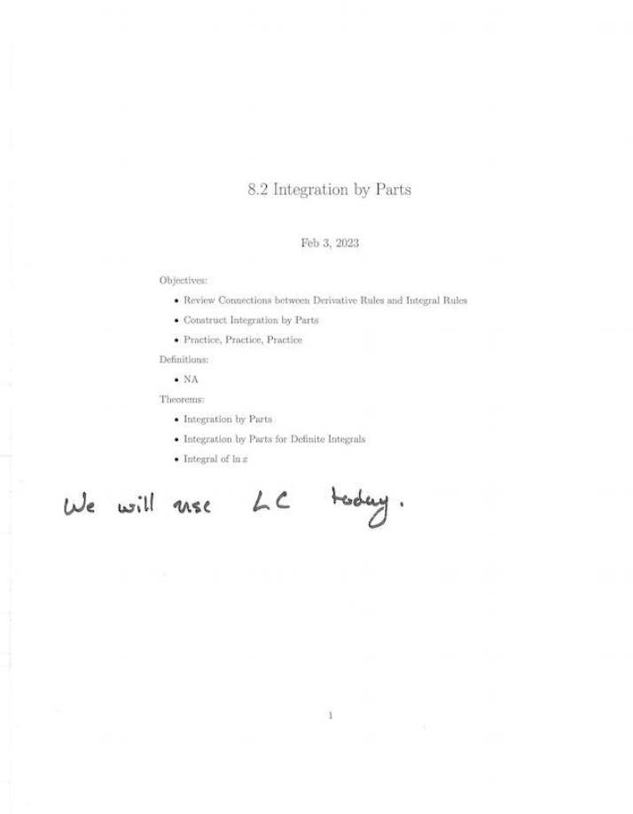 Review of Integration by Parts