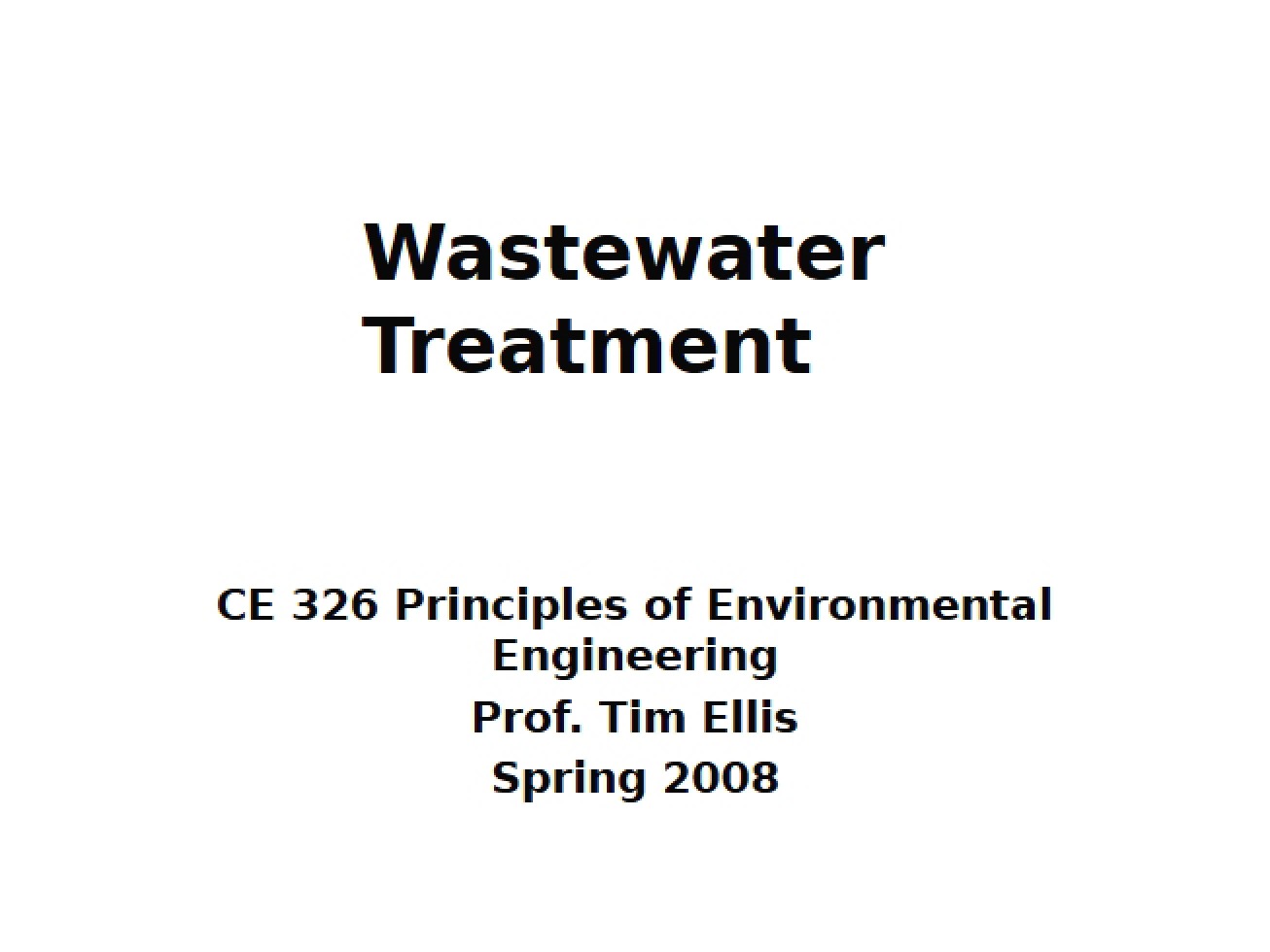 Fill-in-the-Blank Handout on Wastewater Treatment