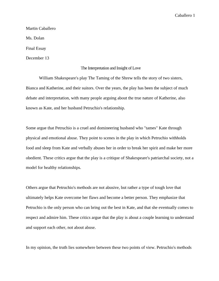 Love in The Taming of the Shrew - Interpretation and Insight