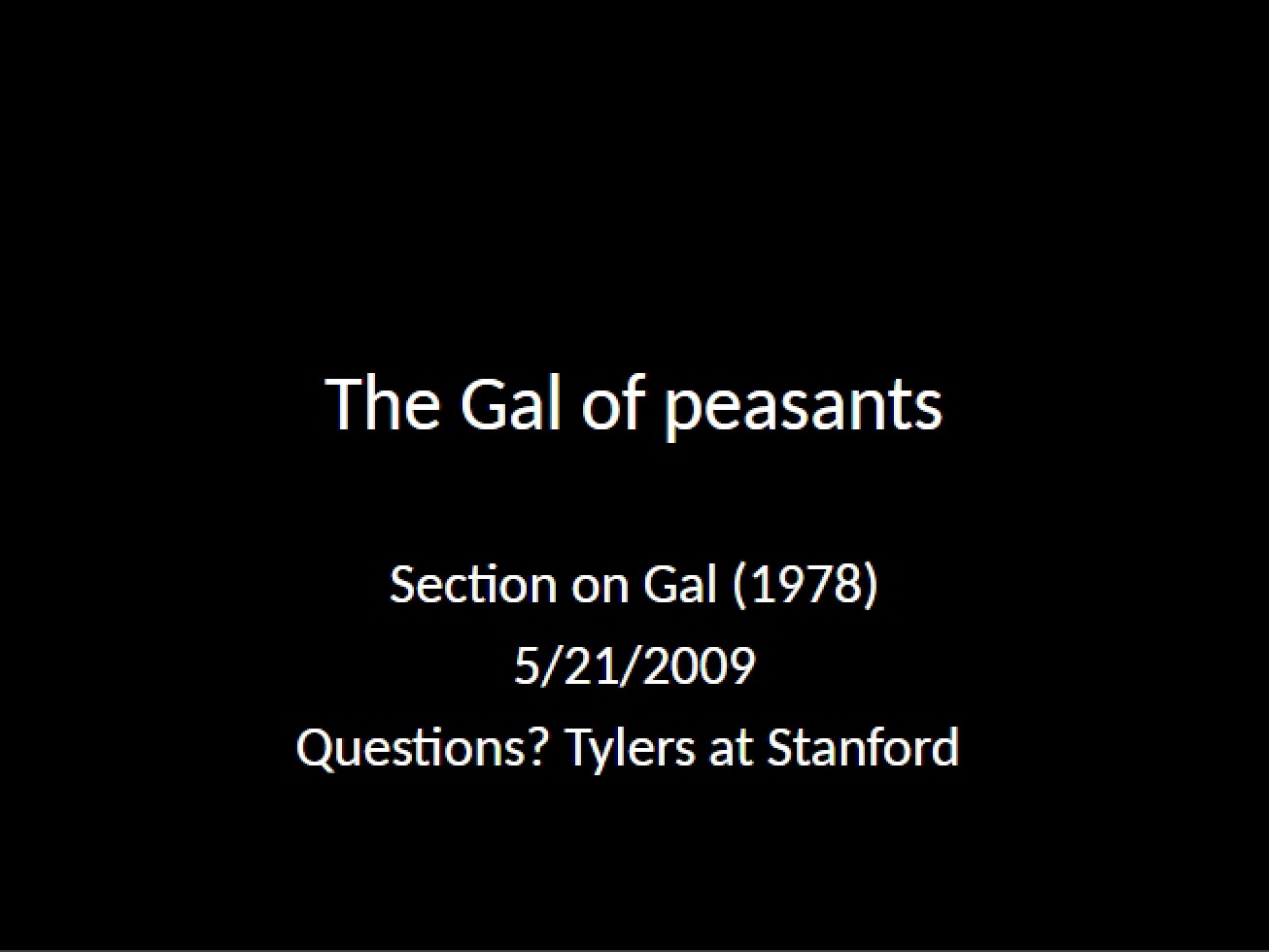 Analysis of The Gal of Peasants