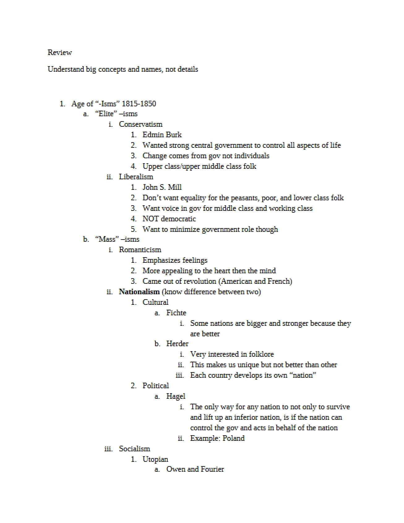 Modern History Lecture Notes
