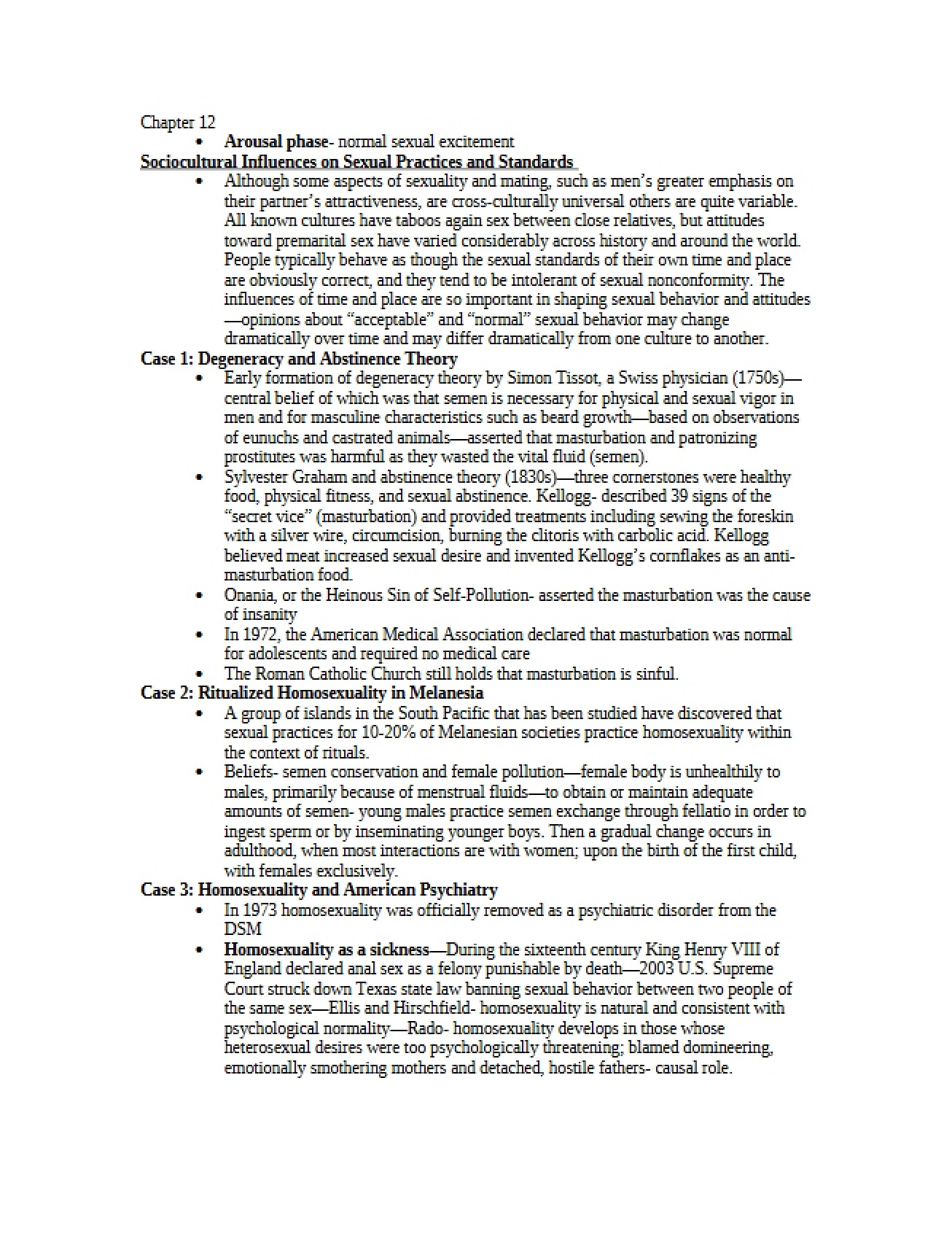 Section Twelve Subject Notes