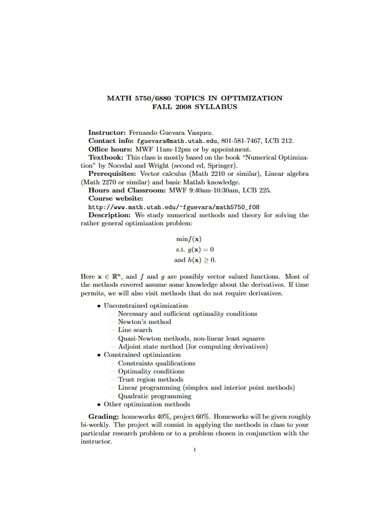 Class Syllabus