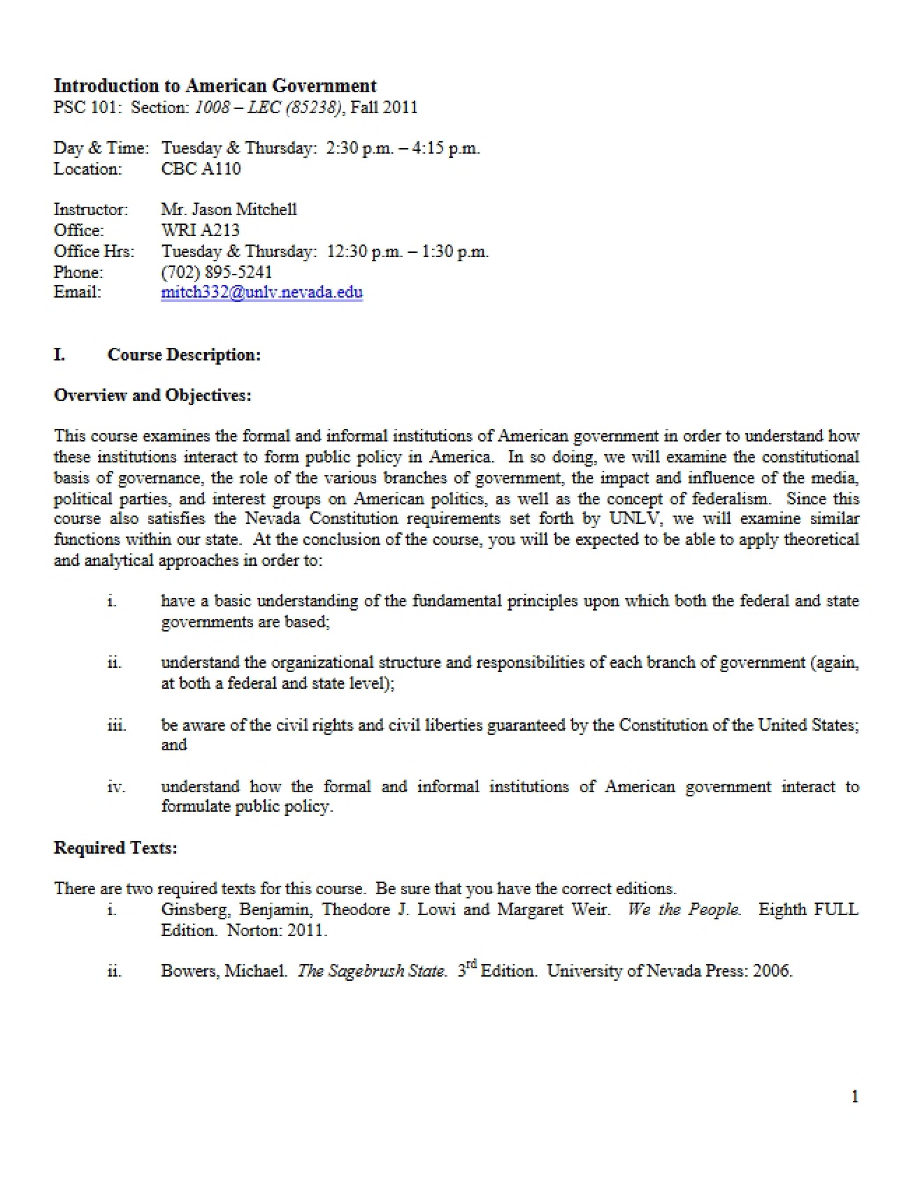 Instructional Syllabus