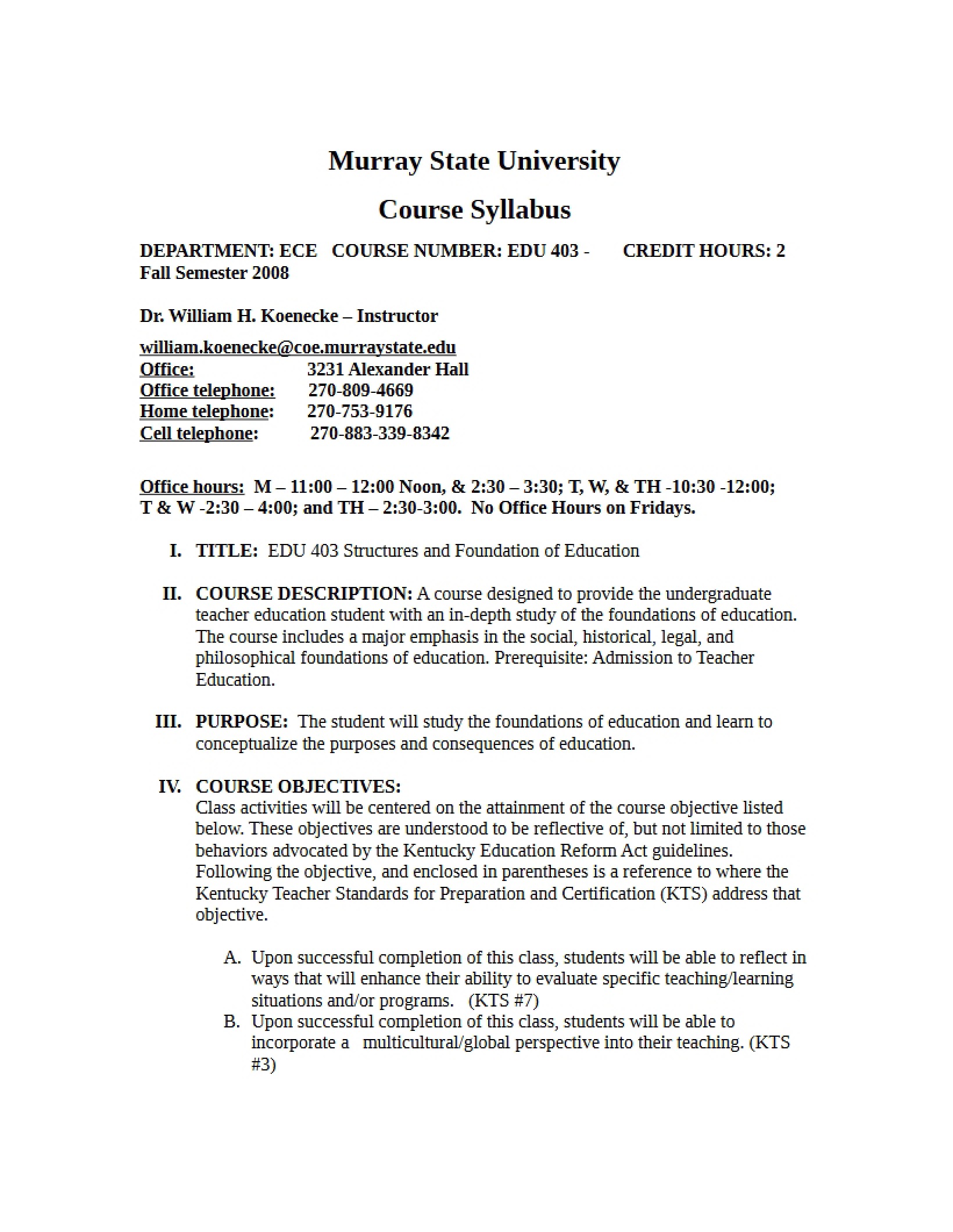 Syllabus - 10 Pages