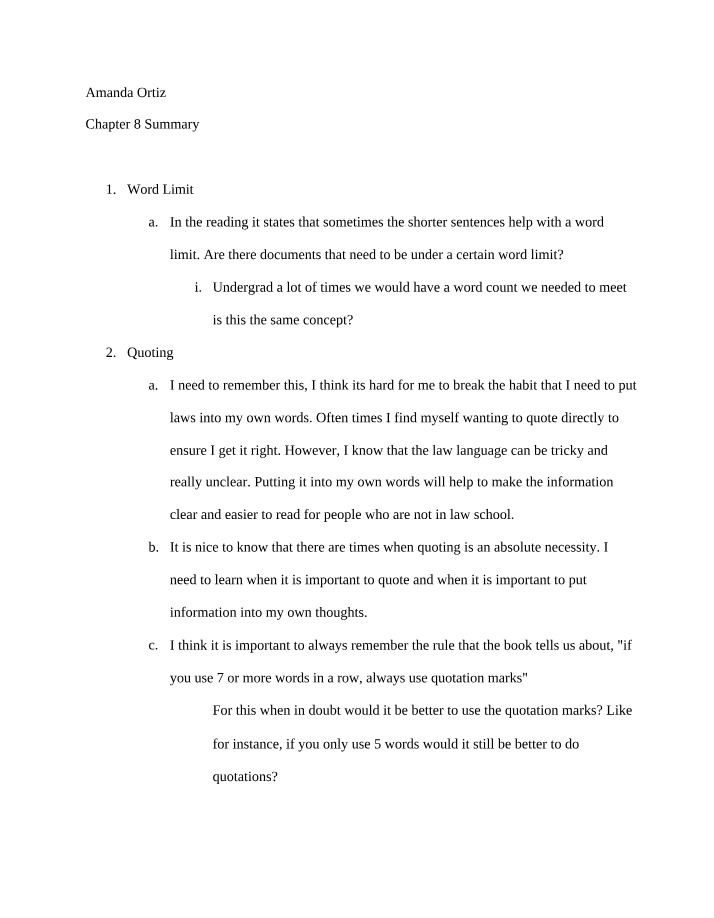 Chapter 8 Summary