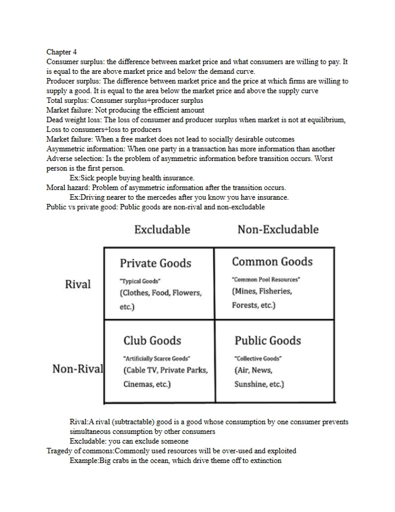 Consumer Surplus (Chapter 4)