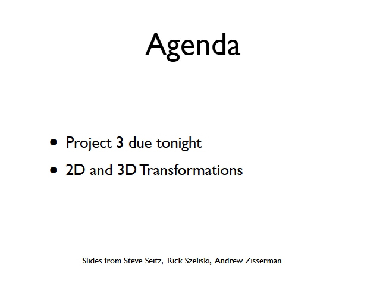 Class Plan and Agenda